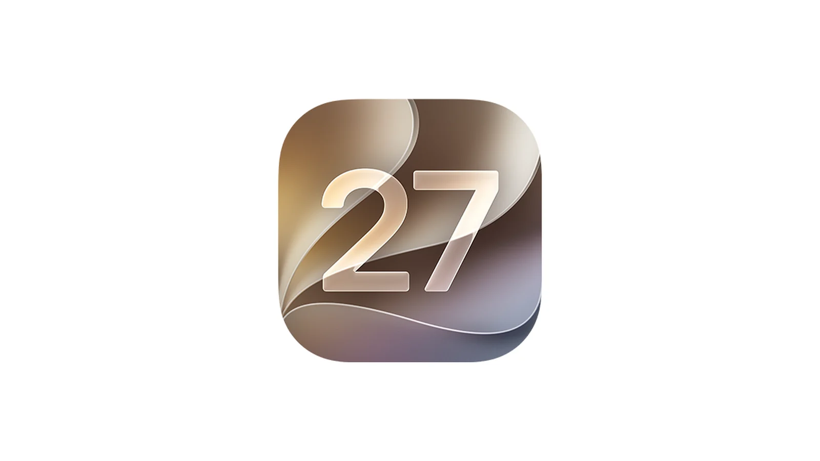 Icono de iOS 27 con el número 27 sobre un fondo abstracto