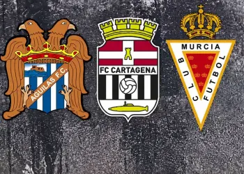 Escudos de Águilas FC, FC Cartagena y Real Murcia