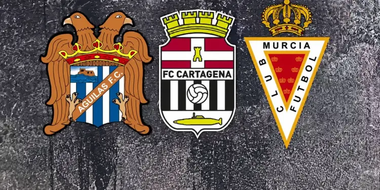 Escudos de Águilas FC, FC Cartagena y Real Murcia