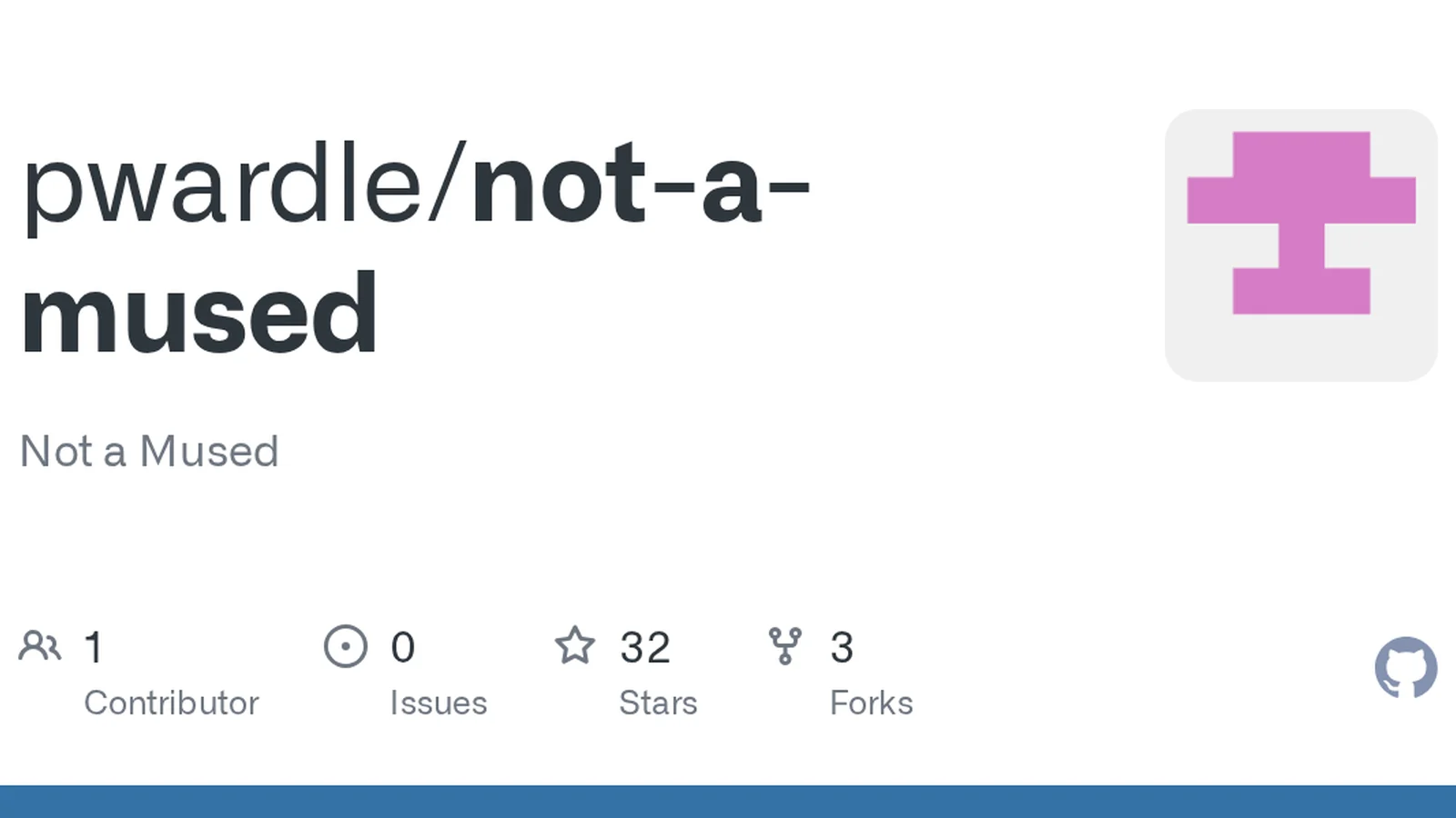 Captura del repositorio de GitHub «pwardle/not-a-mused», prueba de concepto del fallo local en Muse para macOS