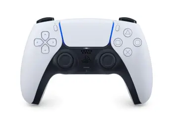 Mando inalámbrico PlayStation DualSense blanco visto de frente