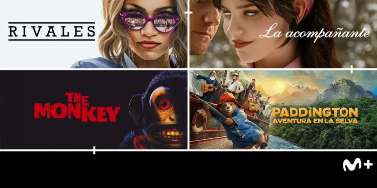 Cartel promocional de Movistar Plus+ con títulos de cine y series para sus canales temporales