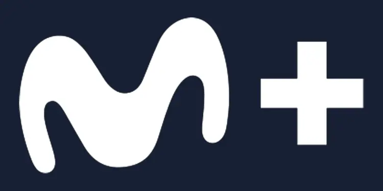 Logotipo blanco de Movistar Plus+ sobre fondo azul oscuro