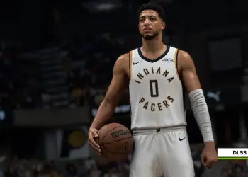 Un jugador de NBA 2K27 mostrado con DLSS 5 activado