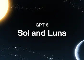 Ilustración de OpenAI con el texto “GPT-6 Sol and Luna” sobre un fondo espacial, con el Sol y la Luna