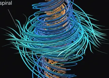 Ilustración de un vórtice en espiral formada por líneas de flujo