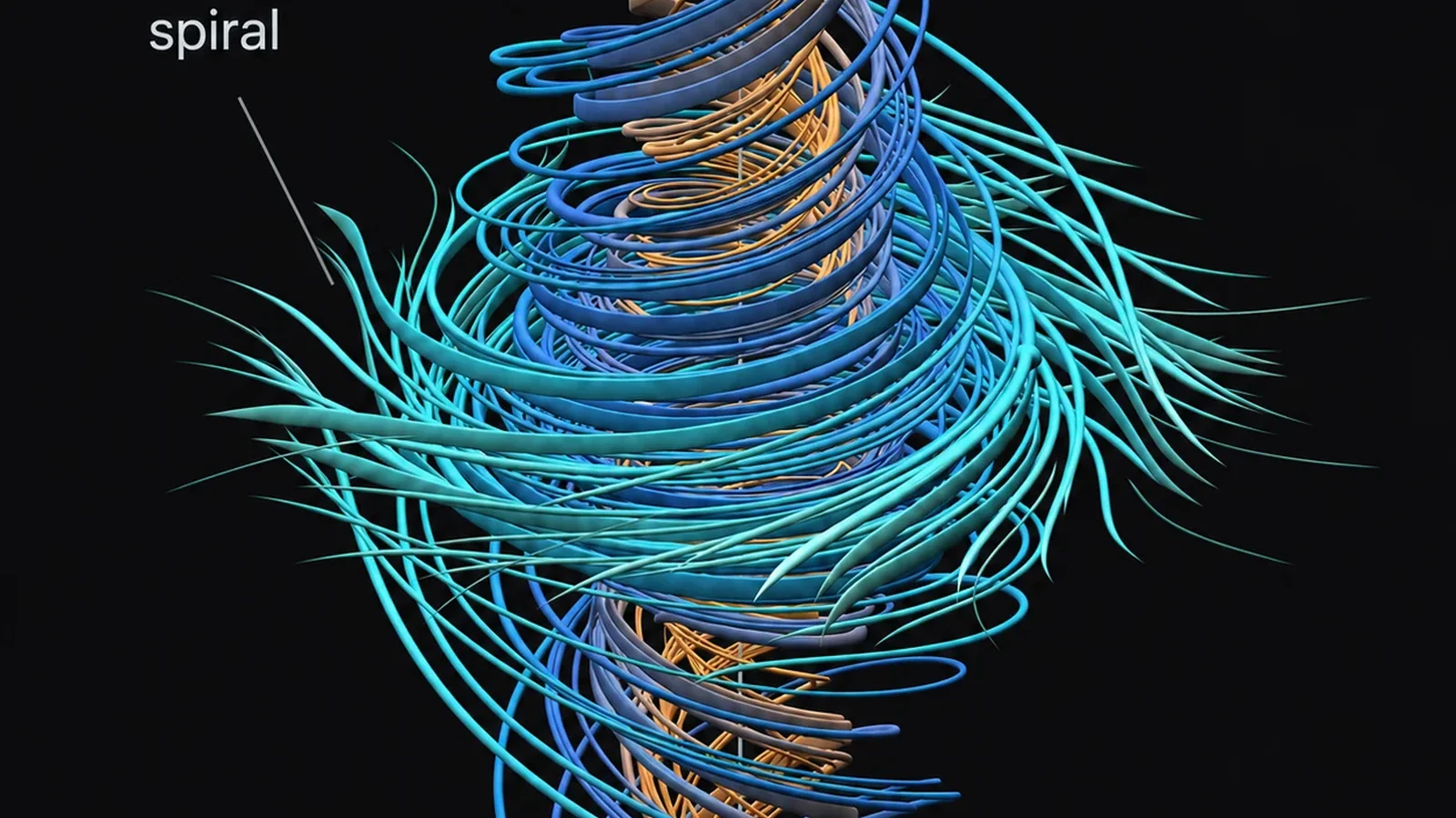Ilustración de un vórtice en espiral formada por líneas de flujo