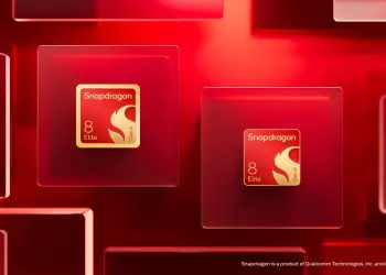 Renders de los chips Snapdragon 8 Elite Gen 6 sobre un fondo rojo