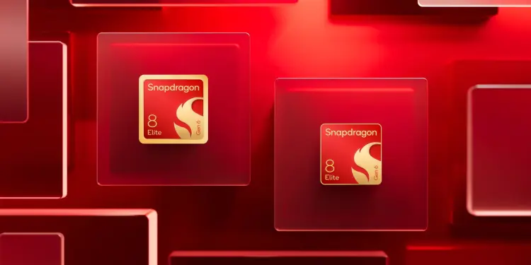 Renders de los chips Snapdragon 8 Elite Gen 6 sobre un fondo rojo