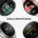 Cuatro relojes Samsung Galaxy Watch4 Series mostrados sobre fondo blanco