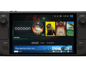 Steam Deck mostrando la interfaz de biblioteca de SteamOS