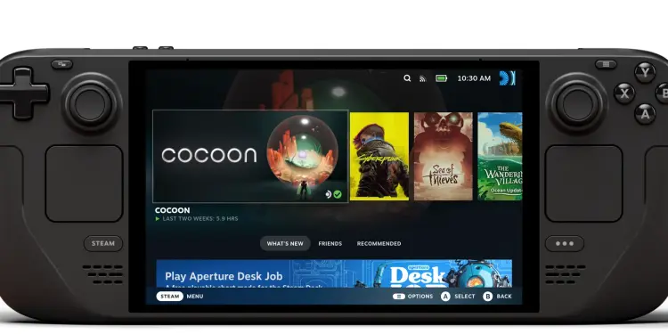 Steam Deck mostrando la interfaz de biblioteca de SteamOS