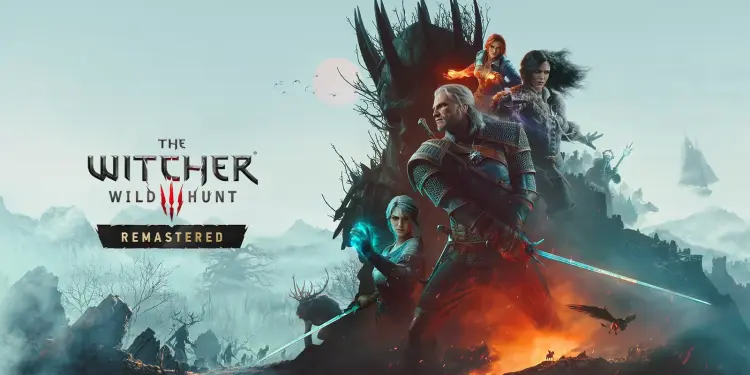 Geralt y otros personajes junto al título Remastered