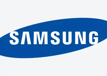 Logotipo de Samsung sobre fondo claro