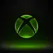 Logotipo luminoso de Xbox sobre fondo oscuro