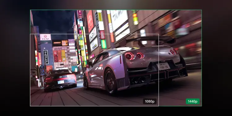 Comparativa visual entre resolución 1080p y 1440p en un juego de conducción