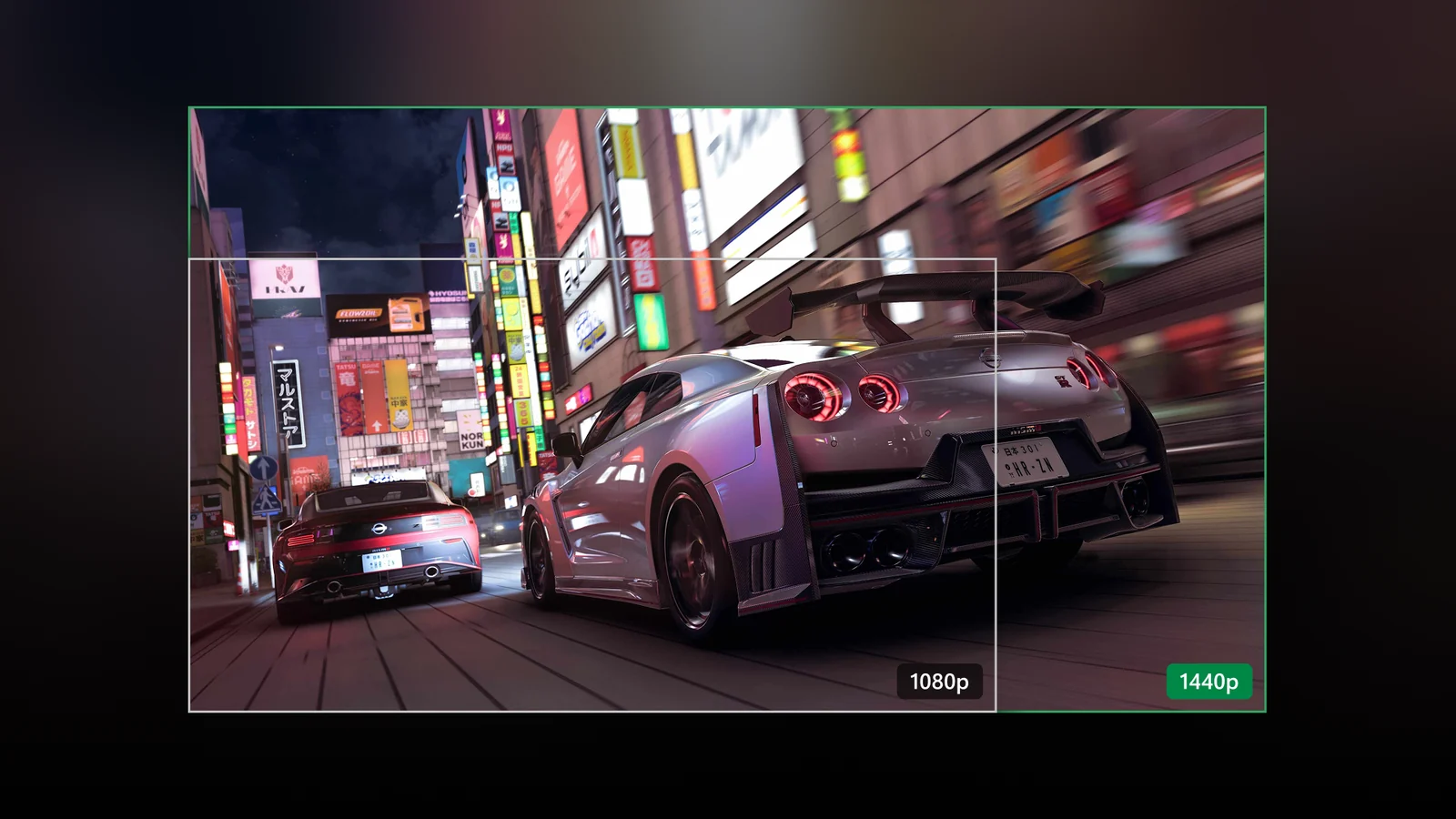 Comparativa visual entre resolución 1080p y 1440p en un juego de conducción