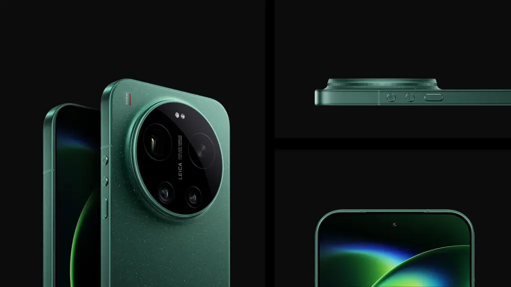 Xiaomi 17 Ultra verde mostrado desde varios ángulos