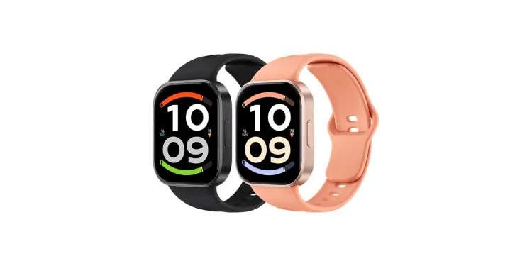 Dos relojes inteligentes Redmi Watch en negro y rosa