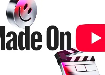 Gráfico de Made on YouTube con el logotipo de la plataforma y una claqueta