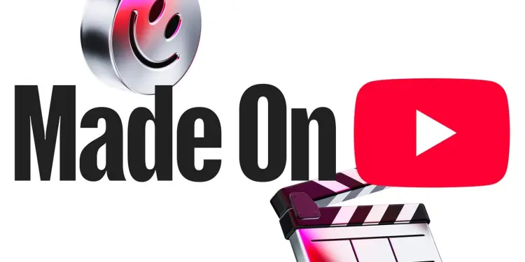 Gráfico de Made on YouTube con el logotipo de la plataforma y una claqueta