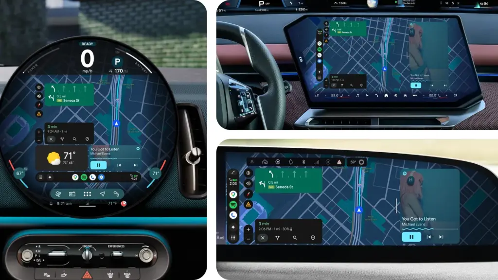 Android Auto en tres pantallas de automóvil