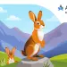 Dos conejos ante montañas y el rótulo Rabbit 2