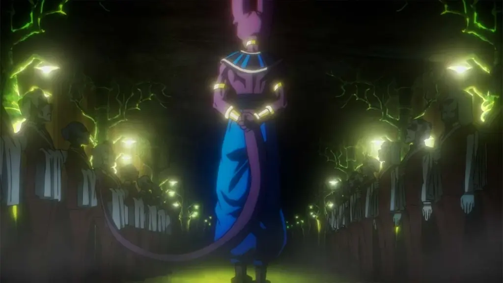 Beerus de espaldas ante una multitud