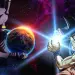 Beerus y Goku frente a frente en el espacio