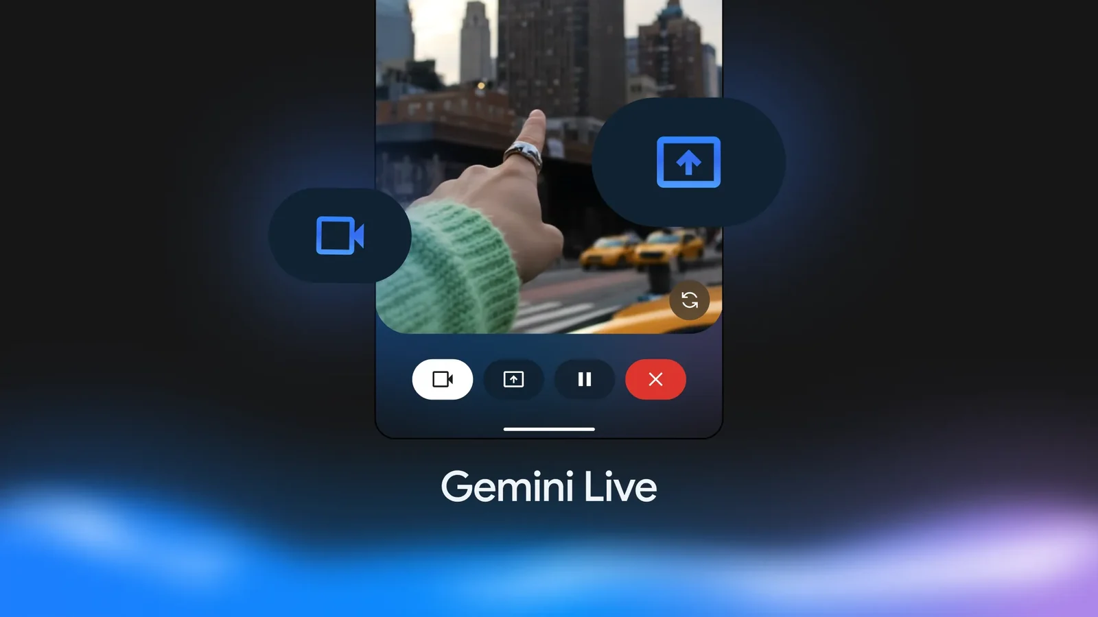 Gemini Live mostrando la cámara de un móvil