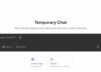 Cuadro de conversación de ChatGPT en modo temporal