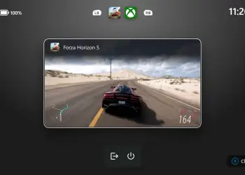 Vista de tareas Xbox con botón de encendido