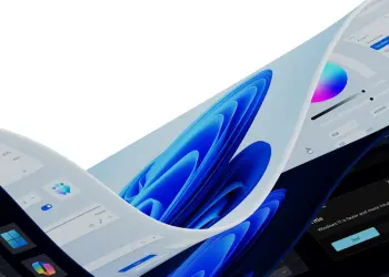Controles de interfaz sobre el fondo azul de Windows 11