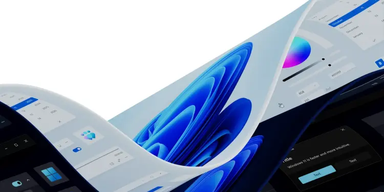 Controles de interfaz sobre el fondo azul de Windows 11
