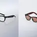 Gafas inteligentes negras y marrones sobre fondo claro