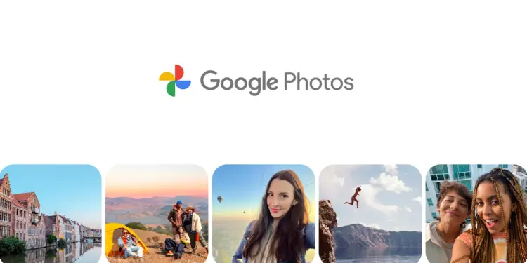 Logotipo de Google Fotos y cinco fotografías