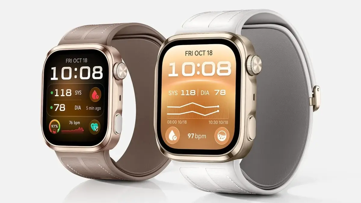 Dos relojes Huawei Watch D3 con lecturas de tensión