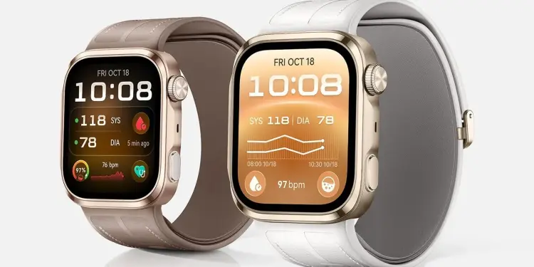 Dos relojes Huawei Watch D3 con lecturas de tensión