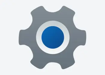 Engranaje gris con centro azul