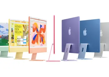 iMac de siete colores en distintas vistas