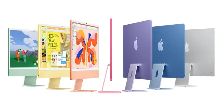 iMac de siete colores en distintas vistas