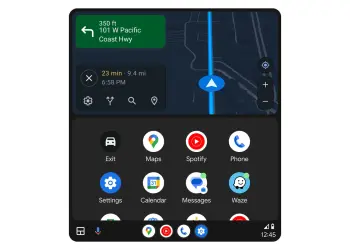 Mapa y aplicaciones en la pantalla de Android Auto