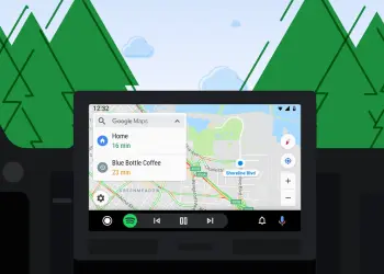 Pantalla de Android Auto con Google Maps