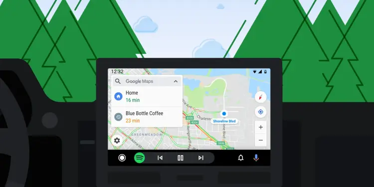 Pantalla de Android Auto con Google Maps