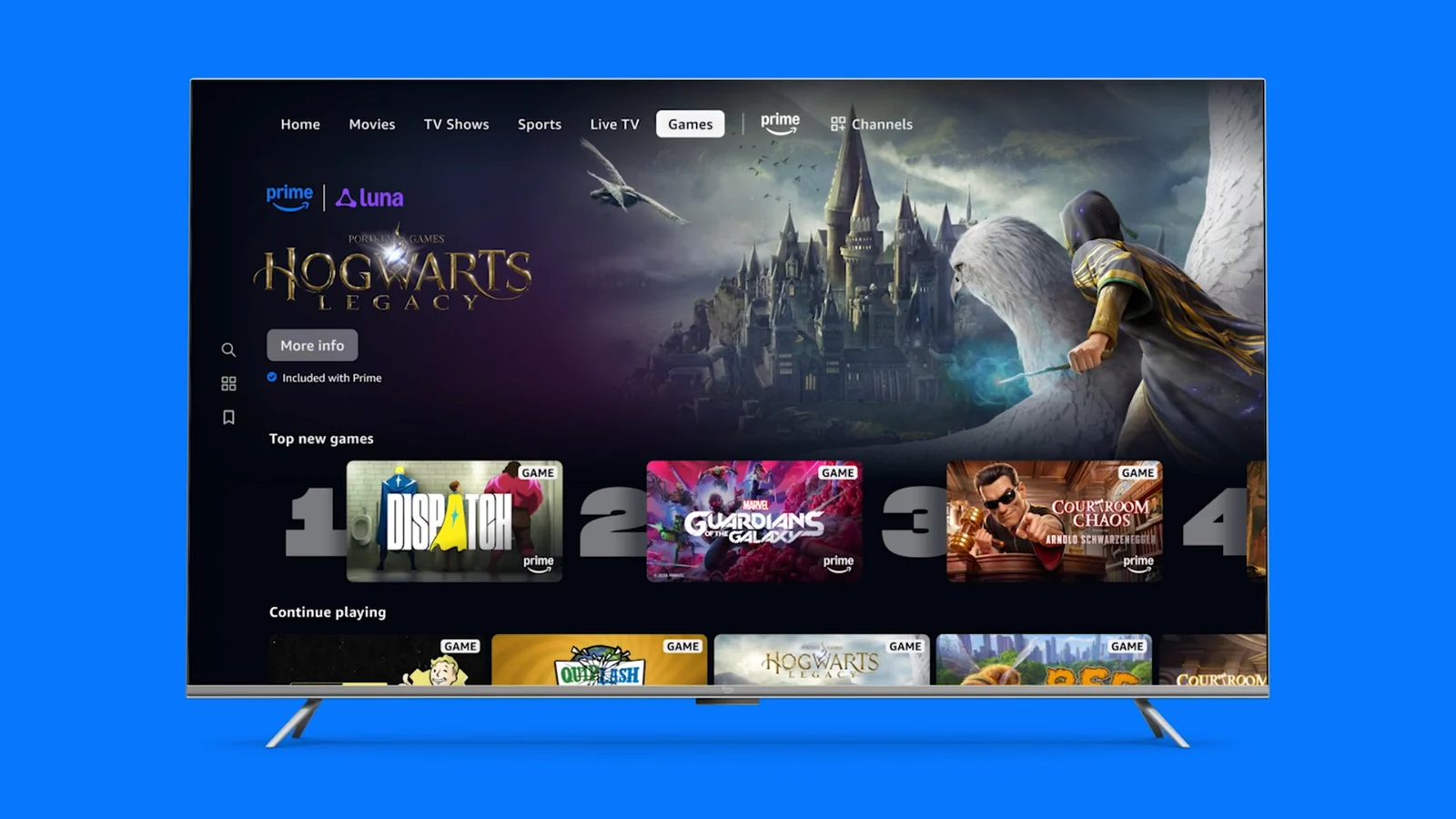 Televisor con juegos de Luna en Prime Video