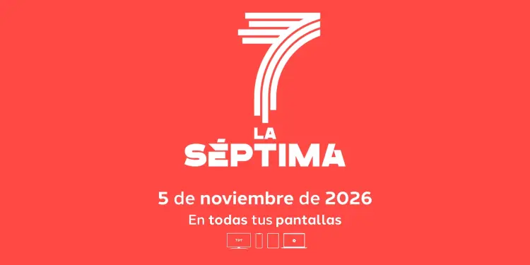 Logotipo de La Séptima sobre fondo rojo
