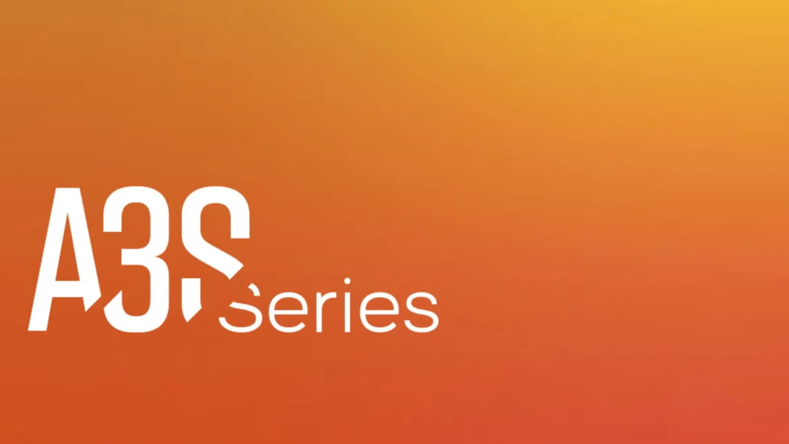 Logotipo blanco de Atreseries sobre fondo naranja