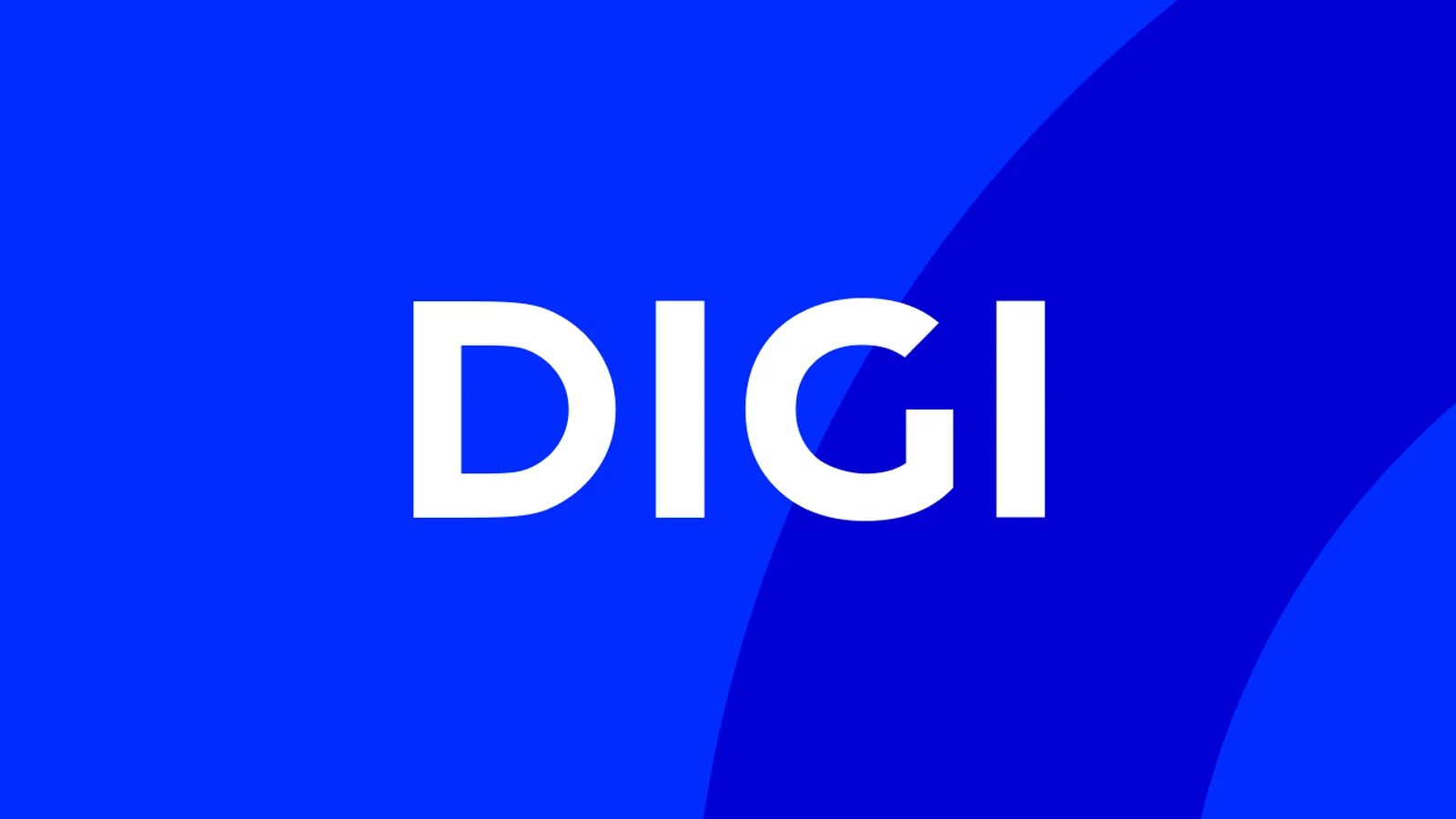 Logotipo blanco de DIGI sobre fondo azul