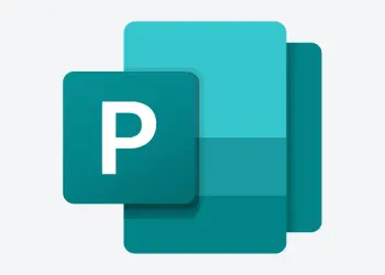Logotipo turquesa de Microsoft Publisher