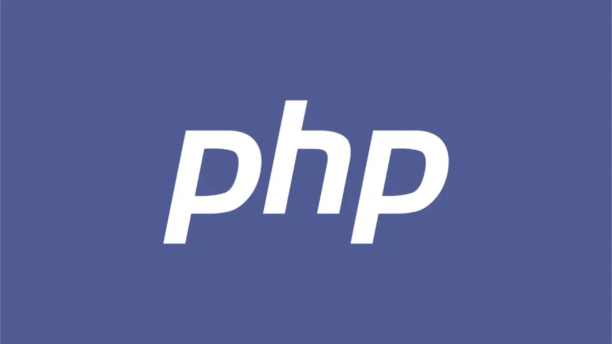 Logotipo blanco de PHP sobre fondo azul